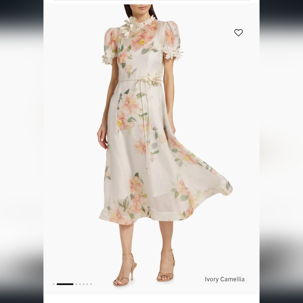 Zimmermann Natura Liftoff Floral Linen & Silk midi dress size 1